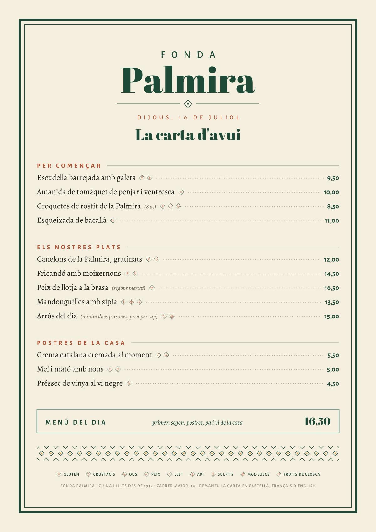 La carta del día, A4 completa